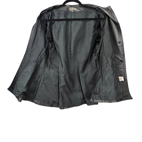 Calf Nappa Button Down Black Genuine Luxury Leather Jacket - Picture 6 of 8